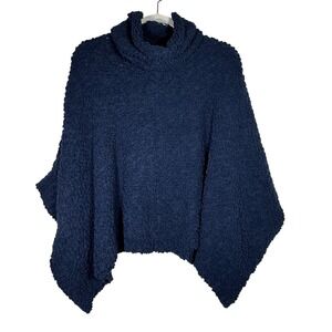 Romeo + Juliet Couture Blue Popcorn Knit Cowl Neck Poncho Sweater Womens Small